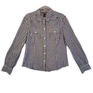 Lucky Brand Plaid Black and White Button Up Shirt Size Large